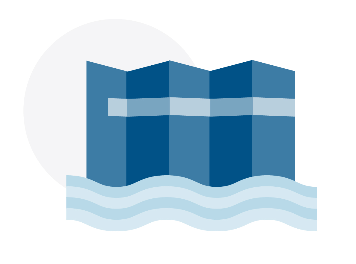 graphic feature image of folded map with wavy lines representing water at the bottom