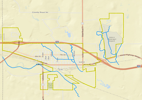 A map of Lincoln County, Colorado.