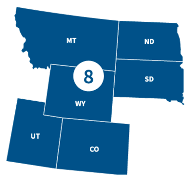 Illustration of the outline of FEMA's Region 8