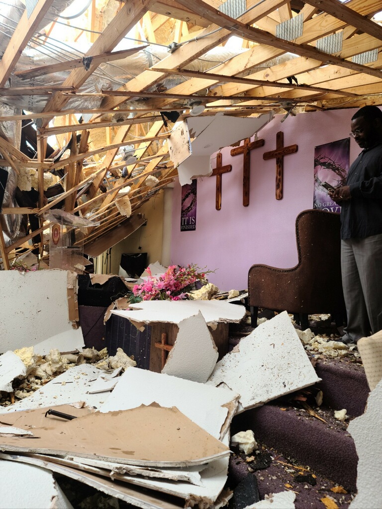 The New Commandment Church of God in Christ in Arkansas was destroyed during the severe storms and flooding in 2023.