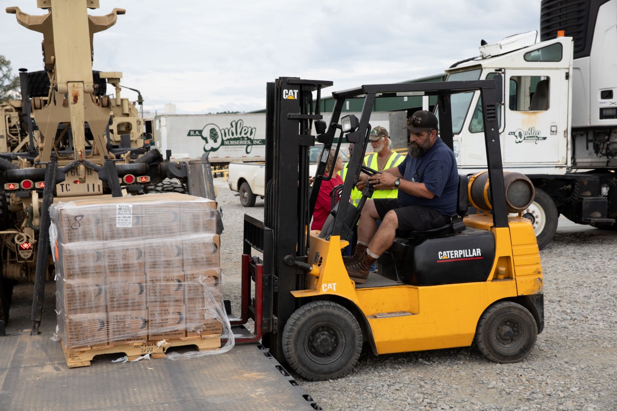 Emergency meals have arrived at the Georgia Emergency Management Agency (GEMA) disaster relief supply drop and coordination site.  