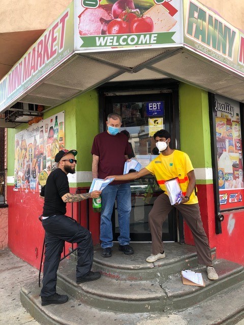 Sewa volunteers conduct community outreach by canvassing in neighborhoods across Philadelphia to spread awareness about the Esperanza Community Vaccination Center and Center City Vaccination Center in Philadelphia, PA.