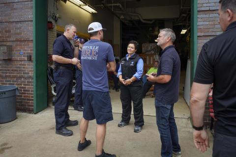 Caption: Asheville, N.C. - (Oct. 4, 2024) - U.S. Fire Administrator Dr. Lori Moore-Merrell meets firefighters at fire departments across Buncombe County, North Carolina, on Friday, October 4, 2024.