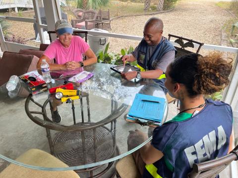 Caption: <p>Steinhatchee, Fla. (Sept. 30, 2024) - FEMA Disaster Survivor Assistance Teams help survivors of Hurricane Helene.</p>
