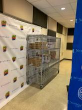 Personal protective equipment stored at the Community Vaccination Center at the University of the Virgin Islands' Great Hall